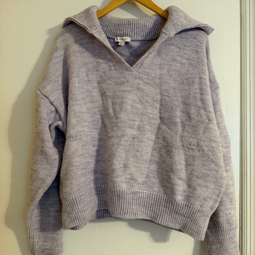 Topshop Relaxed Collar OverSized Sweater in Light Purple Size S